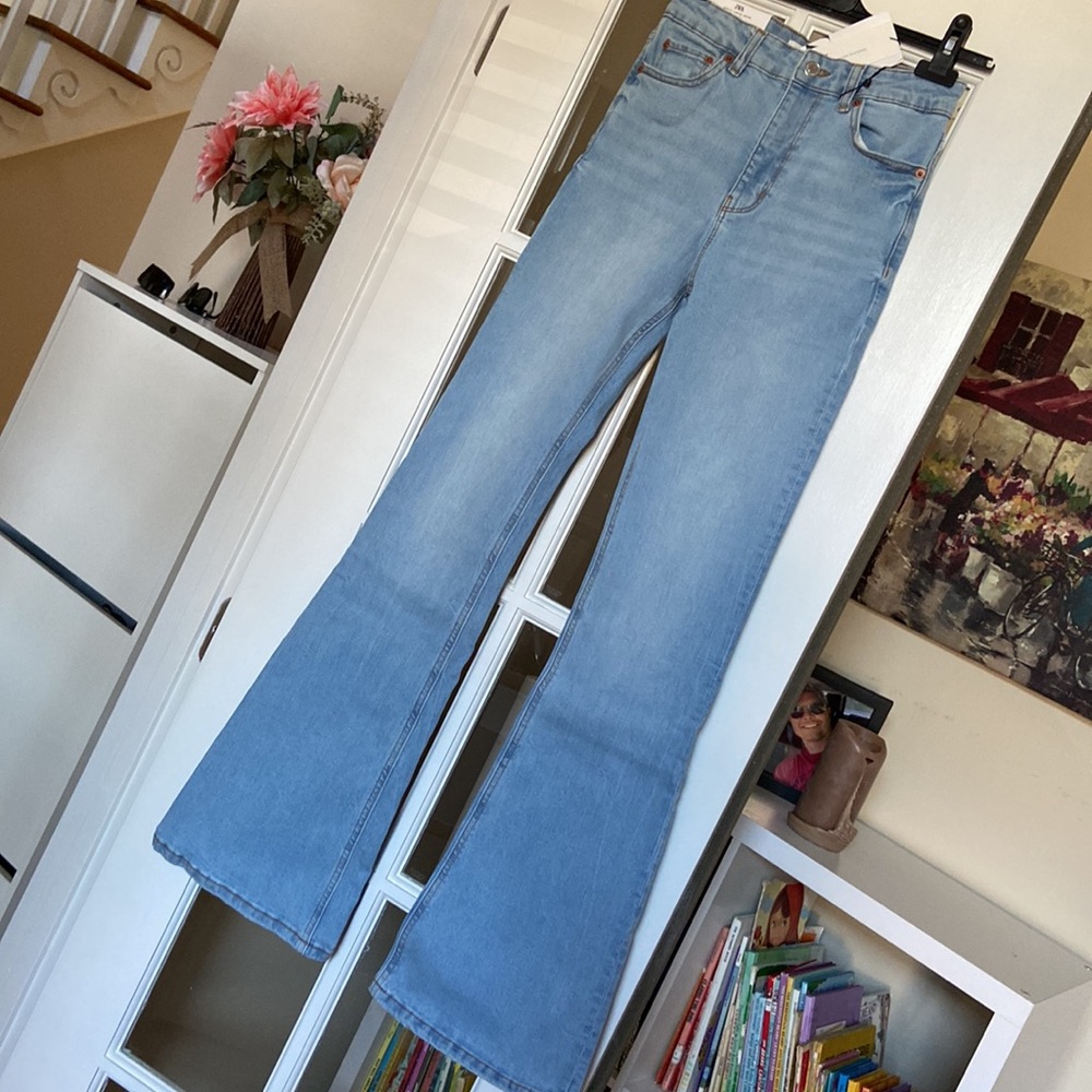 ZARA high rise skinny fit flare leg full length jeans blogger favorite - Picture 4 of 9